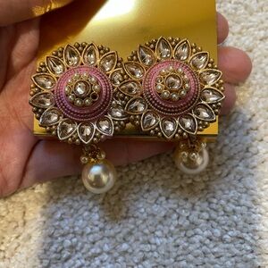 Elegant Pink and Gold Earrings